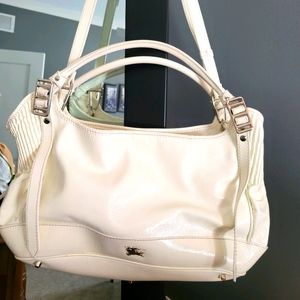 Burberry white patent leather bag